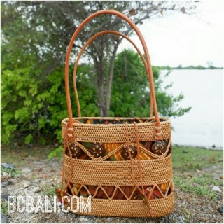 bali hand woven straw tote bag grass ata full handmade ethnic